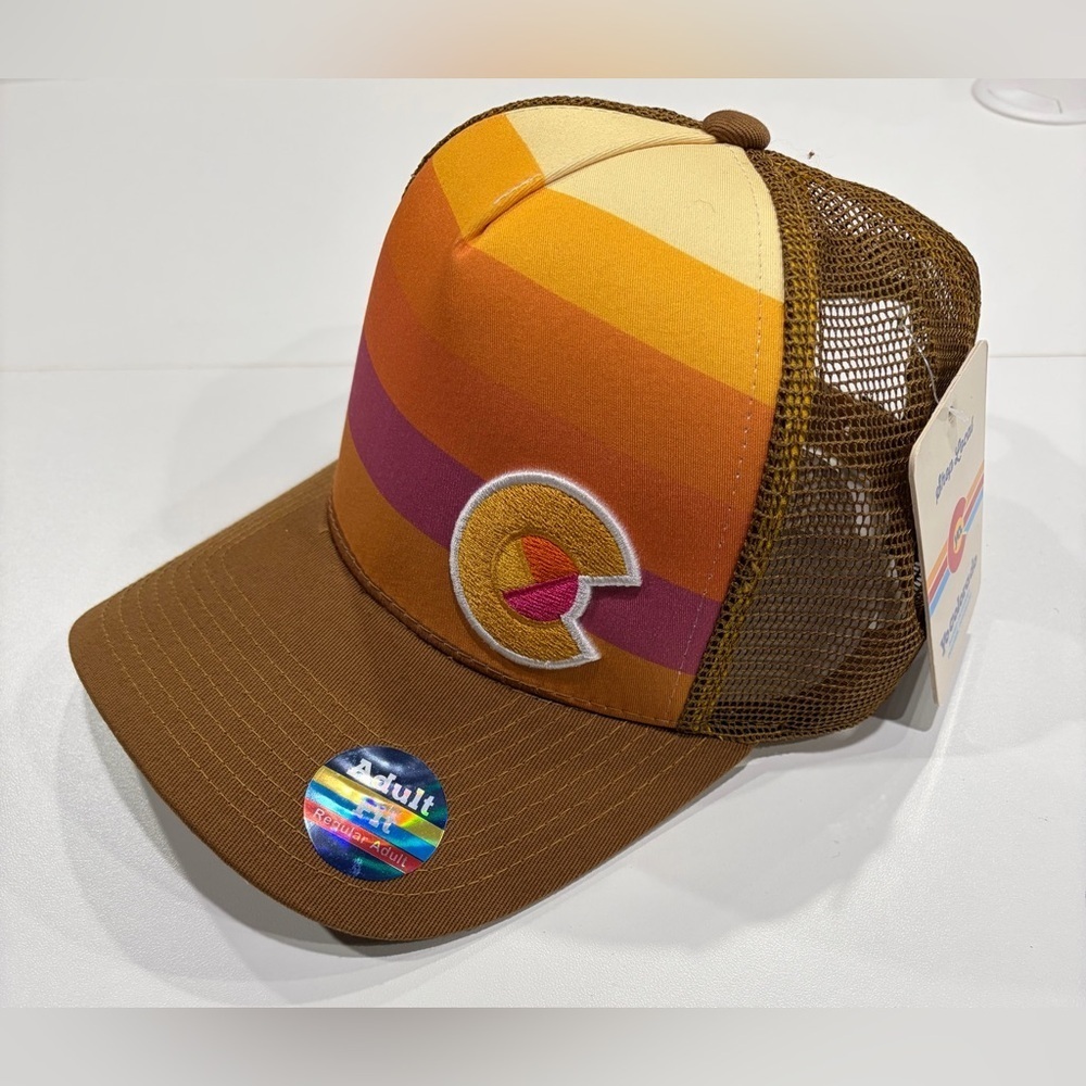 Yo Colorado Sierra Fader Trucker Hat NWT Ballcap Cap Brown Yellow